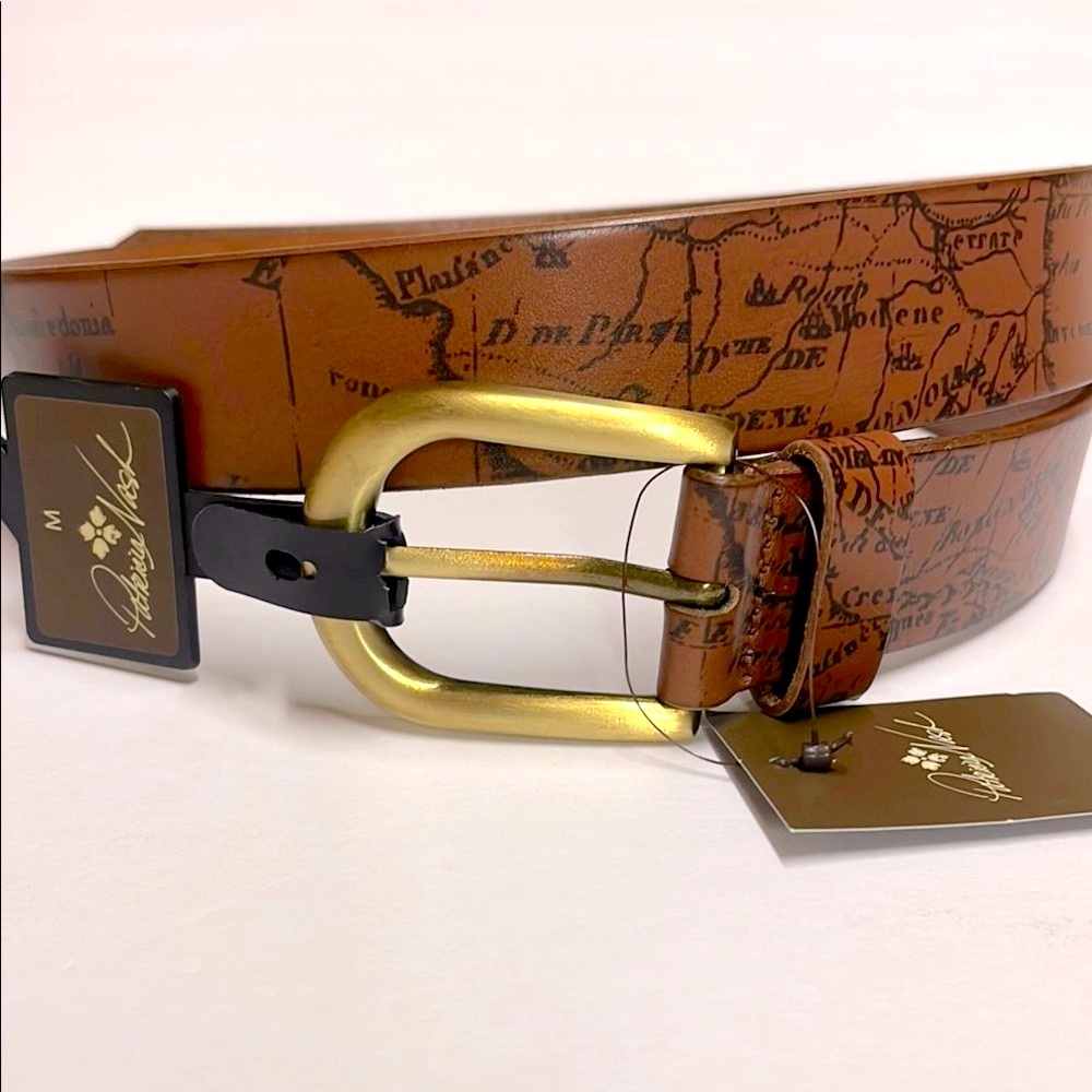 Patricia Nash Brown Leather Belt with Gold Buckle